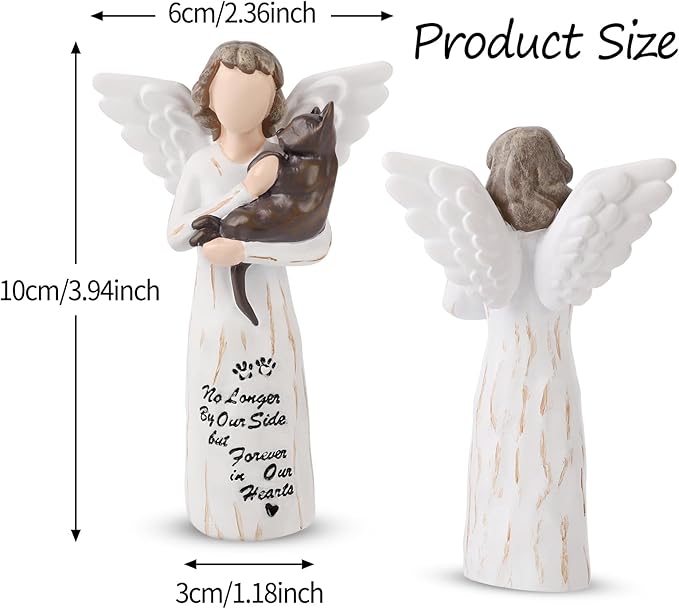 Cat Memorial Gifts, Cat Memorial Gifts for Loss of Cat, Pet Cat Remembrance Gifts, Cat Angel Figurine Statue for Cat Lovers in Memory of Their Beloved Cat(Brown Angel Cat)