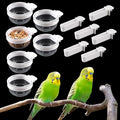 6 Pcs Small Bird Detachable Transparent Bowl Parrot Plastic Food Cup Canary Finch Convenient Hanging Seed Water Feeder (with 6 pcs Small Food Cups)