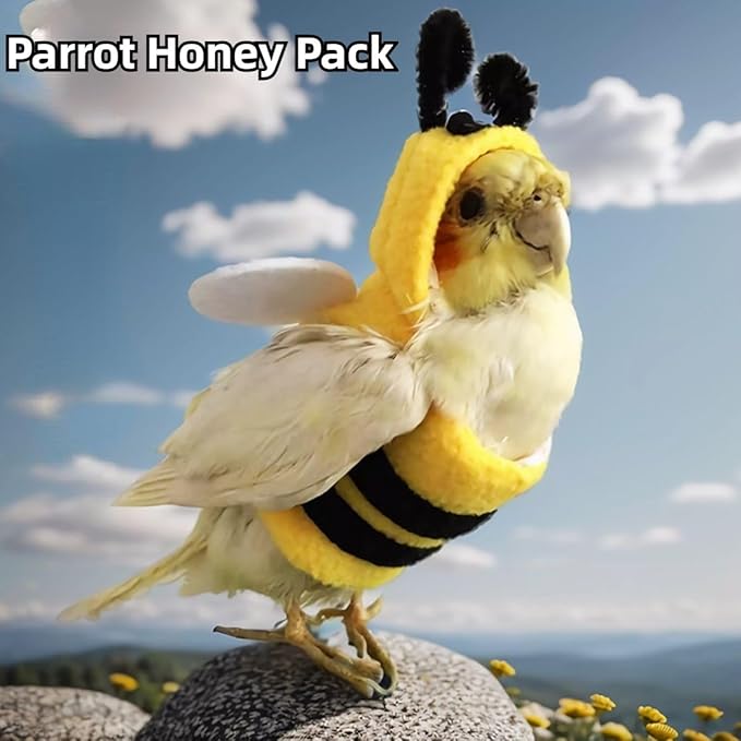 Bird Costume Bird Diaper Flight Suit Bird Bee Shape Bird Clothes Cosplay Photo Prop for Parrots Lovebird Budgie Parakeet Cockatiel (XS)