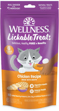Wellness Lickable Soft Puree Cat Treats, All Lifestages, Kitten to Senior, Natural, Grain Free, Chicken Flavor, 0.4 oz, Pack of 6 Tubes