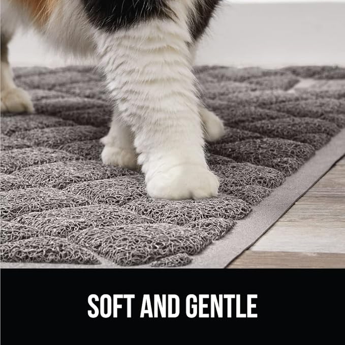 GORILLA GRIP Cat Litter Box Mat, 32x32, Water Resistant, US Designed Kitty Litter Trapping Mats, Easy to Clean, Scatter Control, Less Mess and Clean Floors, Kitten Supplies for Indoor Cats, Grey