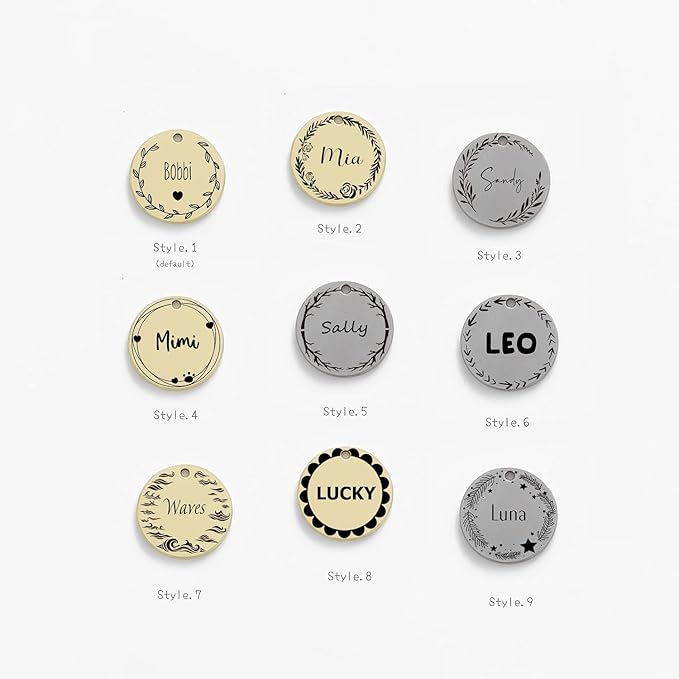 Cat Dog ID Tags Personalized 9 Corolla Styles Flower Wreath to Choose for Medium Pets Collar Accessories Matt Stainless Steel Engraved Custom on Both Side