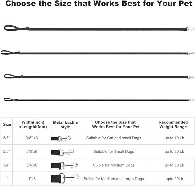 AMAGOOD 6 FT Cat Leash, Strong and Durable Traditional Style Leash with Easy to Use Collar Hook,Cat Lead Great for Cats (3/4 in x 6 ft,Black and Black(2-Pack))