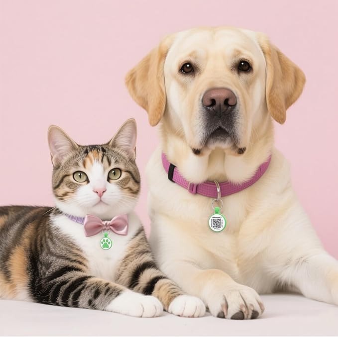 WhoseID Personalized Dog Tag, Laser Engraving QR Code, Silicone Dog ID Tag, Pet Online Profile, Scan QR Code Send Location, Collar Harness Accessories (Medium to Large Breeds - 1.25", Green)