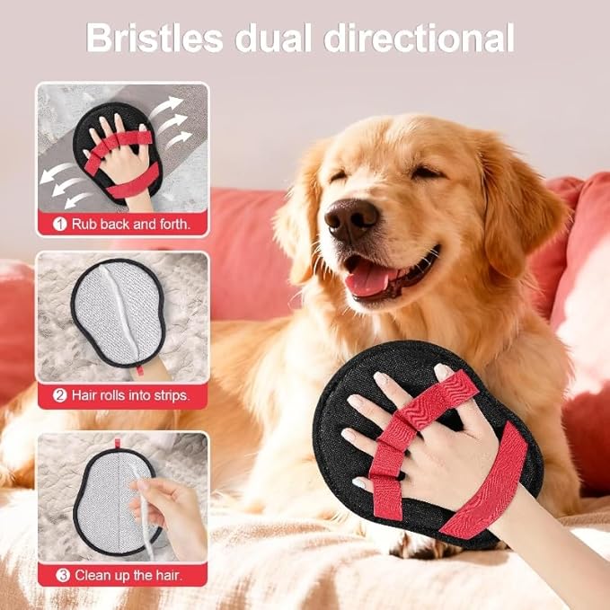 2 PCS Pet Hair Removal Glove – Magic Electrostatic Pet Grooming Glove for Dogs & Cats, Reusable Pet Hair Remover Glove – Cat Shedding Glove, Furniture/Carpet/Car Seat/Clothing Lint Remover