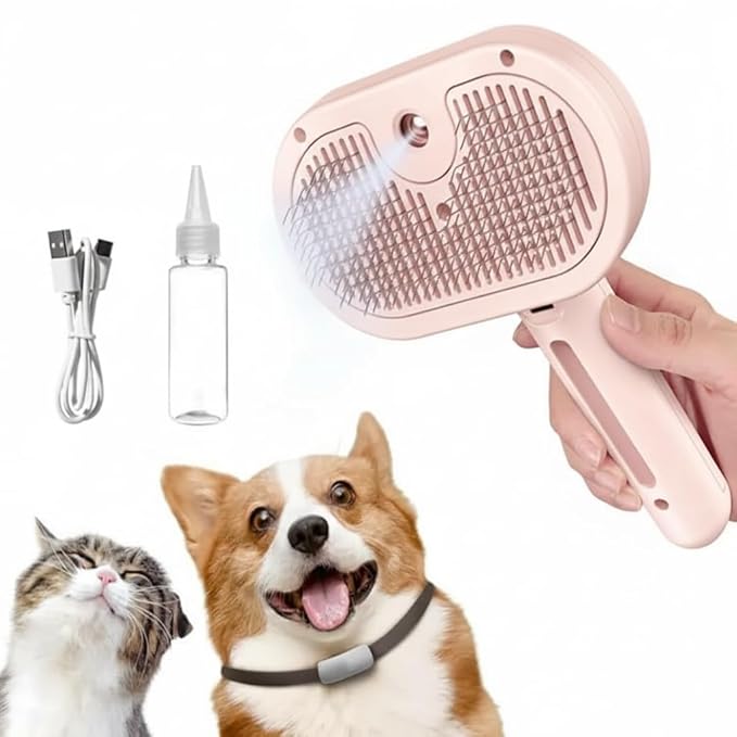 Pet Steam Brush for Dogs & Cats – 3-in-1 Dog & Cat Grooming Tool for Shedding, Detangling & Cleaning, Steam Brush for Dogs, Cats & Long Haired Pets