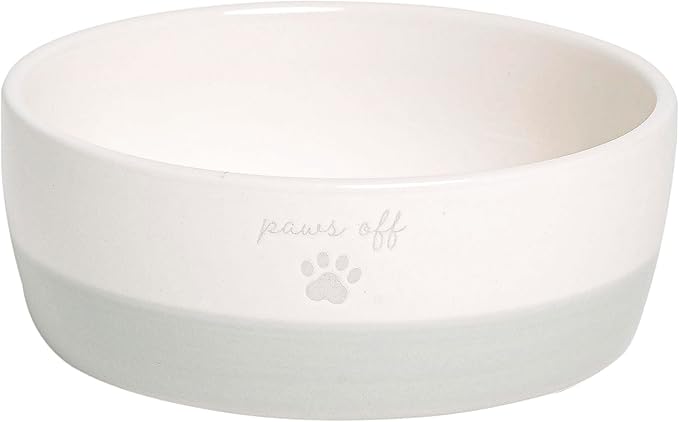 Pearhead Ceramic Paws Off Cat Bowl, Holds 12 oz, Whisker-Friendly Pet Dish for Food and Water, Heavy Non-Slip Base