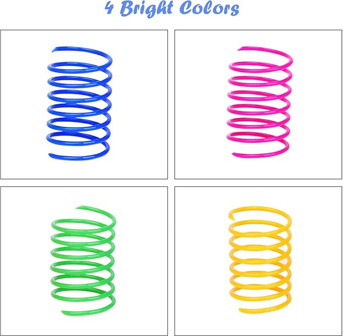 ISMARTEN Cat Spring Toys Pet Wide Plastic Colorful Springs Cat Toys for Cat Kitten Pets (Random Color) (10pcs)