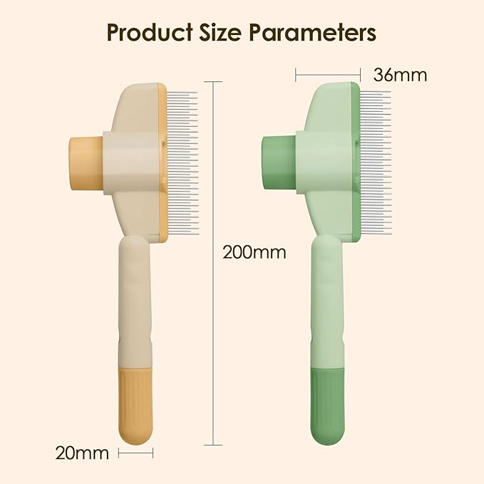 Flea Comb for Cats Dogs Brush for Shedding Self Cleaning Pet Comb Lice Comb Long & Short Stainless Steel Metal Grooming Brush(Yellow)