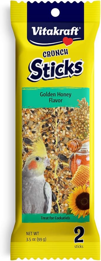 Vitakraft Crunch Sticks Golden Honey Flavor Cockatiel Treat (2 Sticks), 3.5 oz