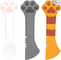 TOYMIS 3pcs Dog Cat Food Spoon, Silicone Can Opener Paw Design Multifunctional Pet Spatula Scoop Wet Food Mixing Spoons for Pet Supplies (White, Yellow, Grey)