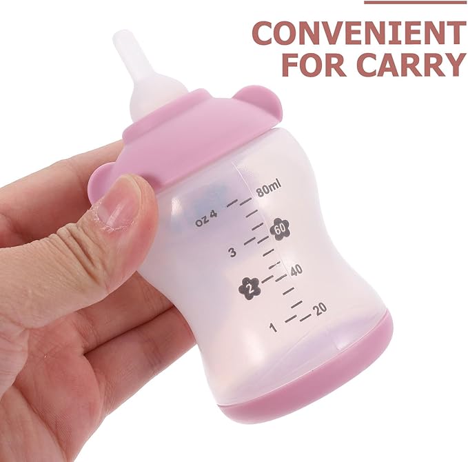 TEHAUX Pet Nursing Bottle Set 2.7Oz with Measurement Scale Small Puppy Kitten Feeding Bottle Reusable Pp Silicone for Newborn Pets Rabbits