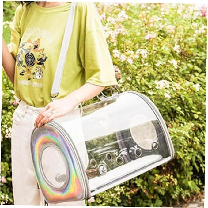 Lightweight Bird Carrier Parrot Carrier Travel Carriers Lightweight Travel Cage Portable Pet Bird Travel Cage Bag Transparent Breathable Silver One Size