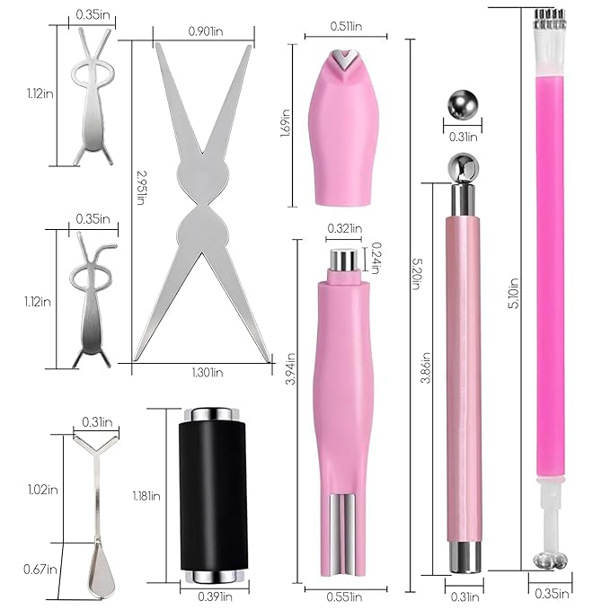 DANNEASY 9pcs Cat Eye Magnet Set, 3-in-1 Heart Magnet for Nails, Strong Cylindrical Magnet with Scissor-Shaped/Y-Shaped Brackets/Bunny-Shaped Plates for French Heart Bunny Cat Eye Nail Art Effect