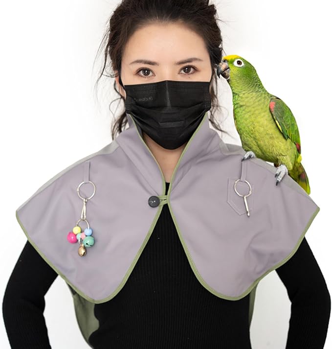 Interactively Play Parrot Shoulder Protector Neck Guard Pet Bird Parakeets Shawl Anti-Scratch Multifunctional Shawl - 1Pcs (Grey-Plus)