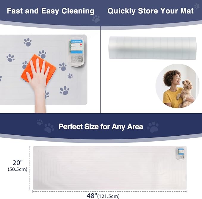 PAPARELA Scat Shock Mat for Dogs and Cats Indoor, Pet Shock Mats for Training Pets, Electric Repellent Mat Keeps Dogs and Cats Off Counter, Couch and Sofa, 3 Training Modes (20"x 48")