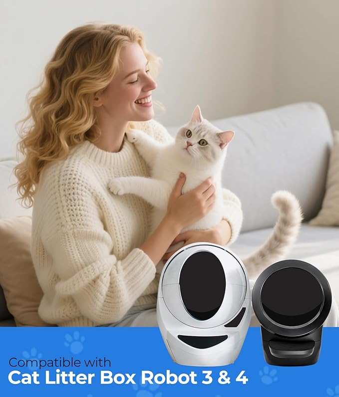 60 Pack Litter Box Robot 3 4 Waste Bags, Self Cleaning Cat Litter Box Robot Waste Liner Bags Replacement, Heavy Duty 9-11 Gallons of Capacity