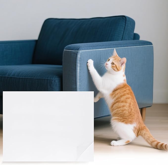 uxcell Anti Scratch Furniture Protector, 16 Sheets 14" x 11" Single-Sided Sticky Couch Protector from Cat Claws, Clear Protectors from Cats Scratching for Sofa Corners, Walls, Doors
