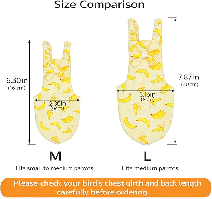 Bird Diaper and Leash Set with Harness, Washable Parrot Diapers with Leash, Pet Bird Flight Suit Set for Outdoor Flying & Training (M)