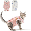 2PCS Cat Recovery Suit - Breathable Cat Surgical Recovery Suit, Onesie for Cats After Surgery Recovery, Alternative Cone of Shame Abdominal Wound Skin Wear Protection (Pink+White, S)