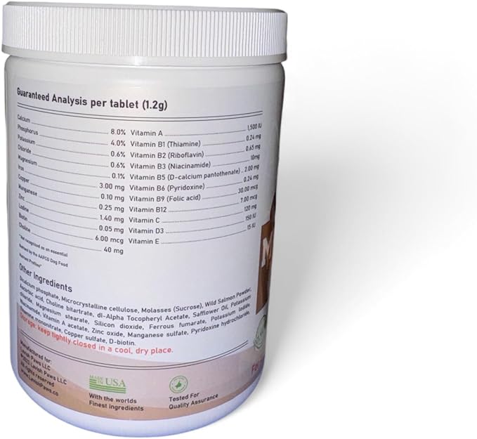 All in One Multivitamin for Dogs - All Natural, Salmon Flavored, 350 Tablets