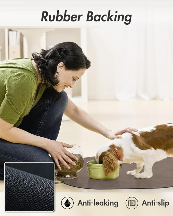 Absorbent Dog Water Mat-Cat Mat for Food and Water Bowl, Quick Dry Pet Feeding Mat, No Stains Pet Food Mat, Pet Accessories Pet Supplies-Cat Bowl Mat for Messy Drinkers, 12"x19"