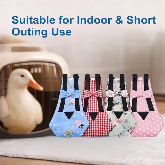 Reusable Chicken & Duck Diaper Covers, Breathable Poultry Diaper for Indoor Interaction, Elastic Strap Design for Comfortable Fit, 4 Pack (M)