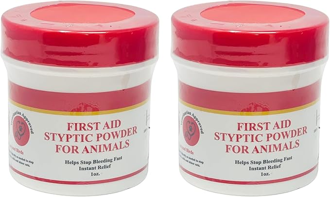 G.B.S Styptic Powder for Animals – Fast-Acting Blood Stop for Dogs, Cats, Birds & Small Pets – First Aid Powder for Nail Bleeding, Minor Cuts & Grooming – 1 oz, Pack of 2