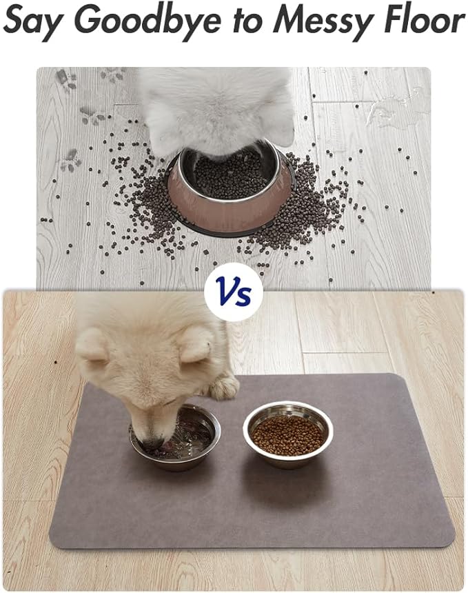 MontVoo-Absorbent Pet Feeding Mat-No Stains Pet Mat for Food and Water Bowl-Quick Dry Cat & Dog Food Mat Water Dispenser Mat-Pet Supplies Mat-Dog Water Bowl Mat for Messy Drinker,（Brown,23"x34"）