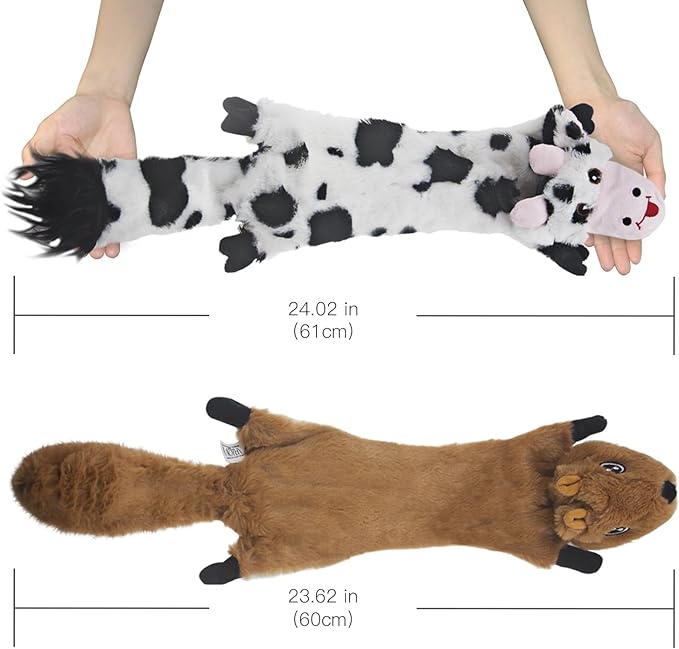 SHARLOVY Dog Squeaky Toys 5 Pack, Pet Crinkle Toy No Stuffing Animals Plush, Dog Chew for Large and Medium, Small Puppy Teething for Boredom