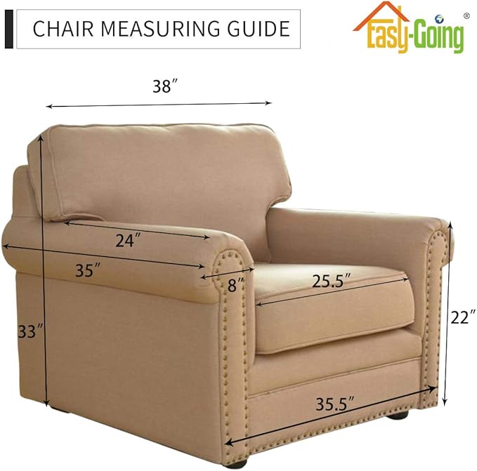 Easy-Going Chair Sofa Slipcover Reversible Sofa Cover Water Resistant Couch Cover Furniture Protector Cover with Elastic Straps for Pets Kids Children Dog Cat (Chair, White/White)