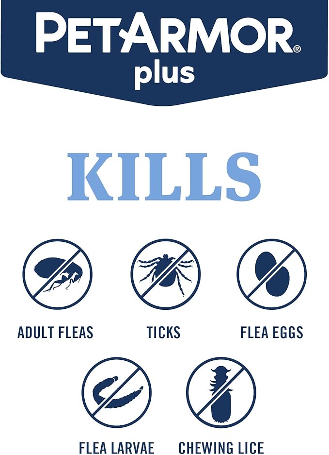 PetArmor Plus Flea and Tick Prevention for Dogs, Large Dog Flea and Tick Treatment, 3 Doses, Waterproof Topical, Fast Acting (45-88 lbs)