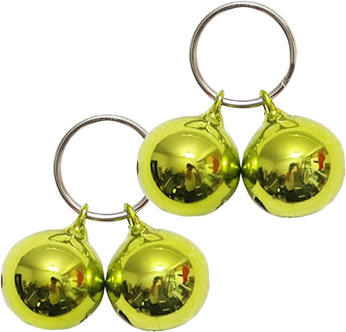 SJANE 4 Pack Cat & Dog Copper Bells - Pet Tracker Training | Pet Collar Accessories | Save Birds & Wildlife(Green)