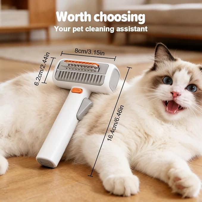 2-in-1 Pet Self-Detangling & Grooming Comb, 2026 New Deshedding Tool for Dogs & Cats, Undercoat Rake & Brush for Long or Short Hair, Removes Mats, Tangles & Loose Fur (White*2)