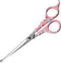 Kenchii Happy Kitty Ball Tip Shears Trimming Scissors for Cats | Pet Grooming Kitten Essentials | Stainless Steel Safety Blunt Tip Scissors | 6.5 In