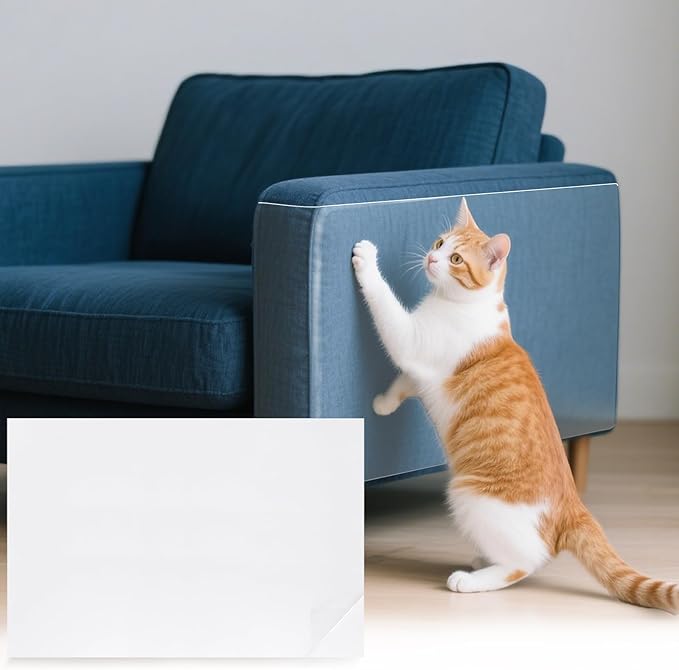 uxcell Anti Scratch Furniture Protector, 4 Sheets 18" x 12" Single-Sided Sticky Couch Protector from Cat Claws, Clear Protectors from Cats Scratching for Sofa Corners, Walls, Doors