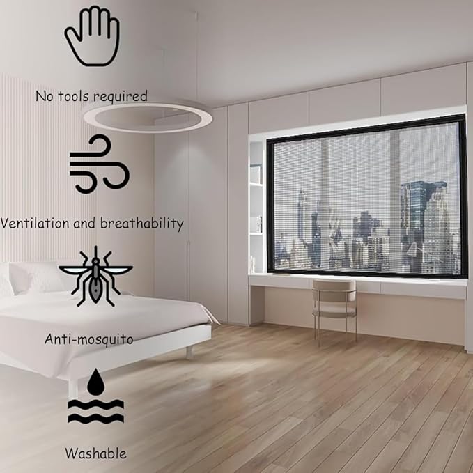 Cat Netting Window Screen Anti-Falling Mesh Fence,High-Security Cat Balcony Protection Net Self-Adhesive Insect Fly Screen with Zipper Opening (White,47x59inch)