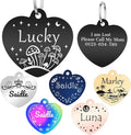 Personalized Dog Tags and Cat Tags, Stainless Steel Pet ID Tags, Collar Charm Engraved on Both Sides, up to 4 Lines of Custom Text, Various Patterns and Colors Options (Heart)