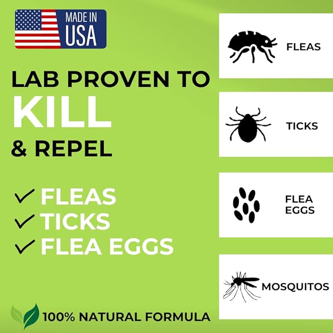 Nature’s Dome Outdoor Flea & Tick Spray – 16 oz – Kills & Repels Fleas, Ticks, Larvae & Eggs – Plant-Based Pest Control – Safe for Pets, Kids & Plants – Ready-to-User