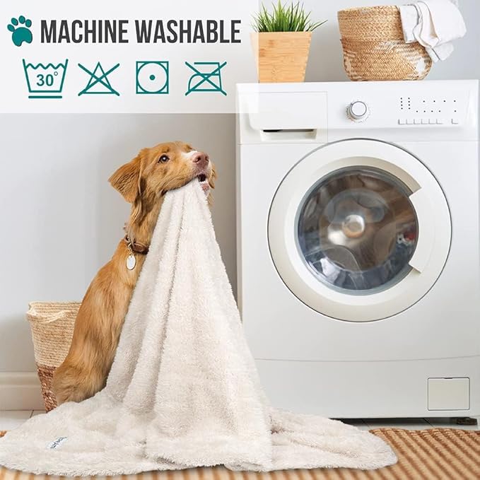 PetAmi Dog Blanket for Large Medium Dogs, Beige Fluffy Soft Sherpa Fleece for Puppy, Kitten, Doggie - Calming Pet Throw for Bed, Washable Sofa Couch Cover, Large 40x60