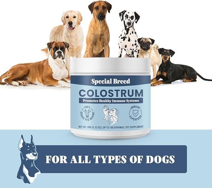 Bovine Colostrum for Dogs and Cats – Grass Fed Colostrum Powder – Immune Support, Allergy & Itch Relief – Gut Health & Seasonal Allergy Defense – 150 ct