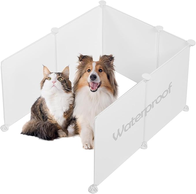 MEEXPAWS Cat Litter Box Enclosure Splash Guard Extra Large 28L × 21.5W x 18H inch, Light Weight Plastic Sheets Easy Clean (White)