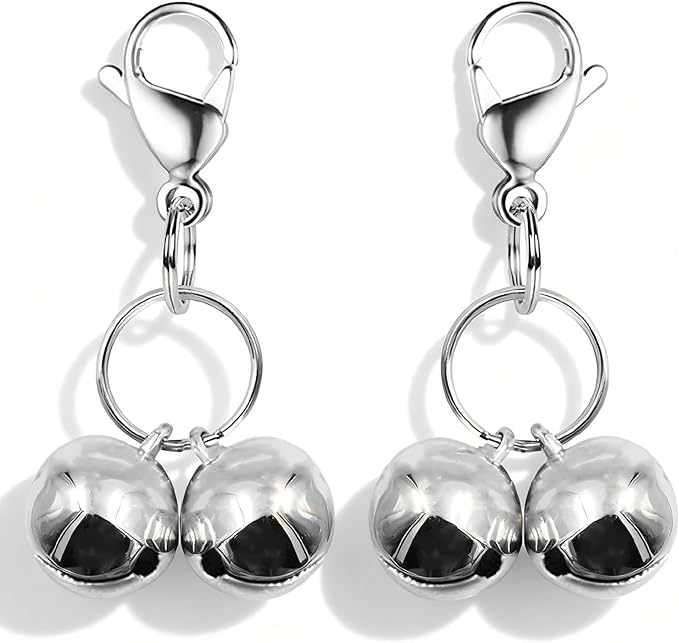 4 Sets Cat Bell for Dog Collar Charm Training Pet Pendant Accessories with 2 Pack Stainless Steel Dog Tag Clips(2 X-Small Silver)