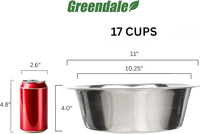 4 Pack Stainless Steel Dog Bowls 17 Cup (4.0 L) – Metal Pet Bowls for Food & Water, Durable Rust Resistant Feeding Dishes for Small Medium Large Dogs, Easy Clean Heavy Duty Puppy & Cat Bowls