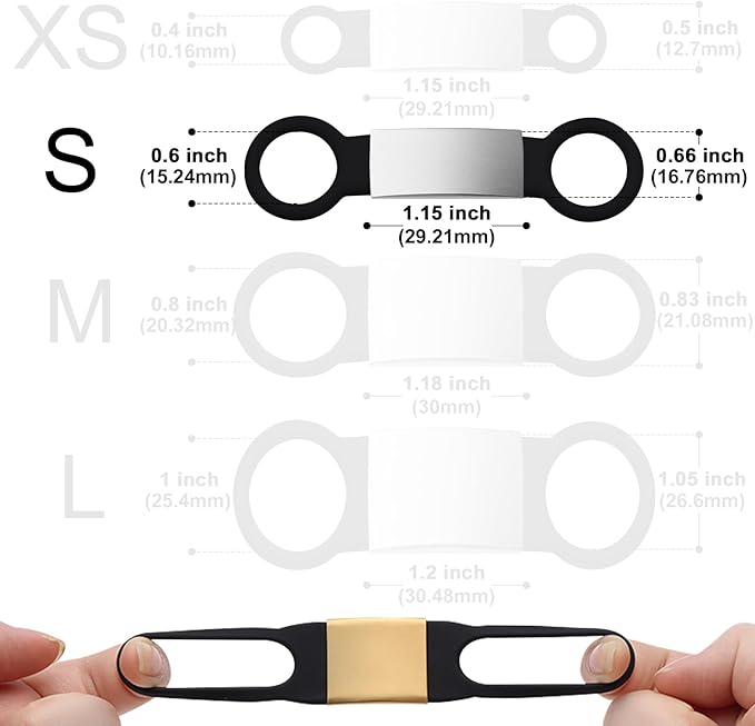Slide-On Silent Dog Tags Engraved for Pets Personalized - Custom Silicone Stainless Steel ID Name Tags for Cats and Dogs - Soundless Quiet Badge for Collar - Kitten and Puppy Essentials (Small)