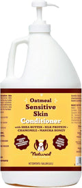 Natural Dog Company Sensitive Skin Dog Conditioner – Oatmeal Moisturizing for Sensitive & Itchy Skin, Detangling Grooming Formula for Long Haired Dogs, with Manuka Honey & Chamimile, 128 oz
