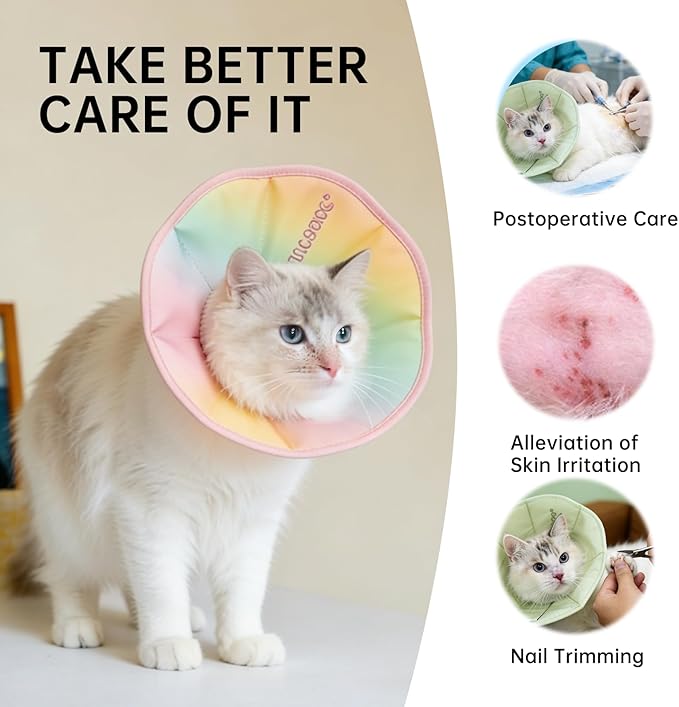 Touchdog Soft Cat Cone Collar, Waterproof Recovery Collar for Cats After Surgery, Lightweight Elizabethan Collar for Kittens, Small to Large