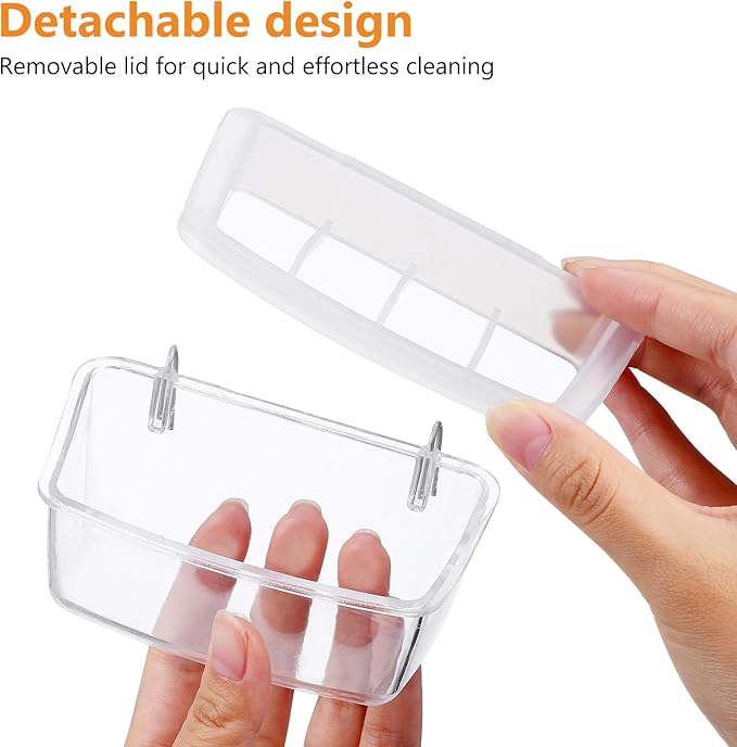 Yardwe 2pcs Hanging Bird Cage Feeders, 4-Grid Transparent Food and Water Bowls for Parrot Pigeon, Plastic Bird Feeding Containers for Home