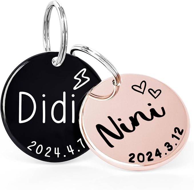 Customizable Birthday Cat Dog ID Tags - Original Funny Art Design - Stainless Steel Deep Engraving for Dog