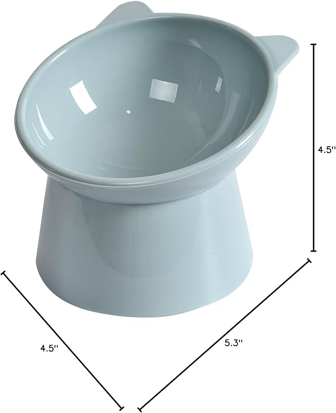 Tilted Cat Food Bowl - Whisker Friendly, Anti Vomiting, Slanted, Cat Bowl, Blue